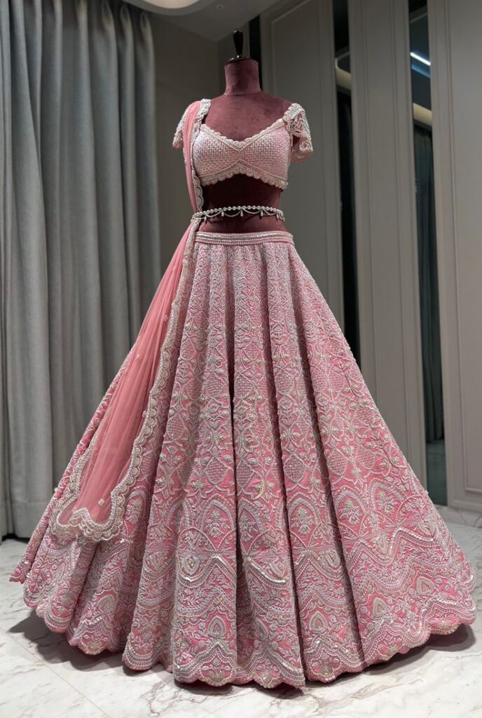 "Step into a world of grandeur with our stunning lehengas, designed for unforgettable moments."